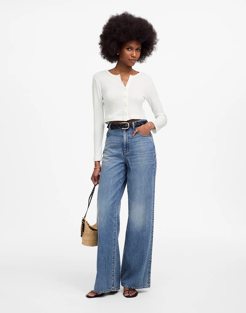 LESET Pointelle Crop Cardigan | Madewell