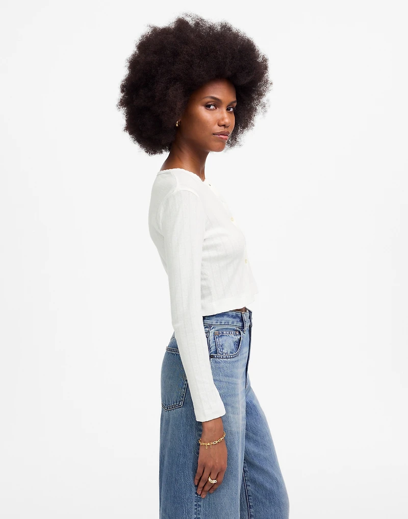LESET Pointelle Crop Cardigan | Madewell