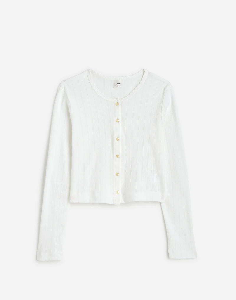 LESET Pointelle Crop Cardigan | Madewell