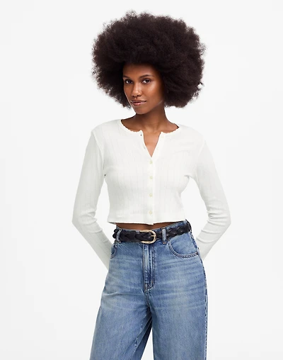 LESET Pointelle Crop Cardigan | Madewell