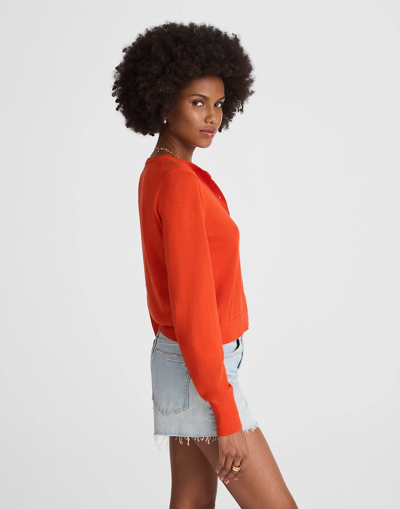 Cotton Crewneck Cardigan | Madewell