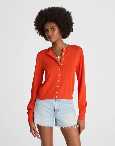 Cotton Crewneck Cardigan | Madewell