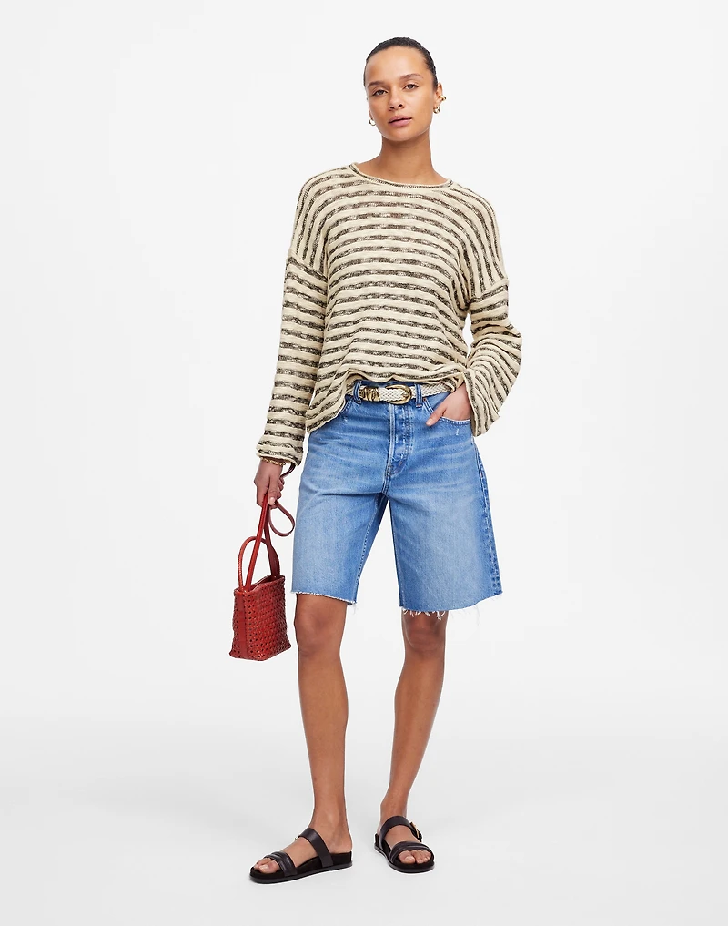 Crewneck Long-Sleeve Knit Tee Stripe | Madewell