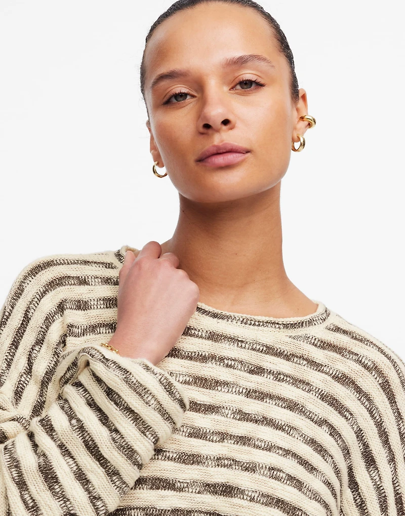 Crewneck Long-Sleeve Knit Tee Stripe | Madewell