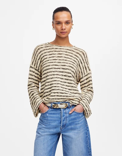 Crewneck Long-Sleeve Knit Tee Stripe | Madewell