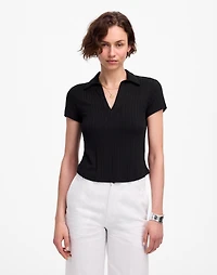 Ribbed V-Neck Polo Tee | Madewell