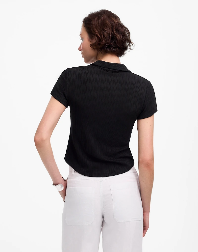 Ribbed V-Neck Polo Tee | Madewell