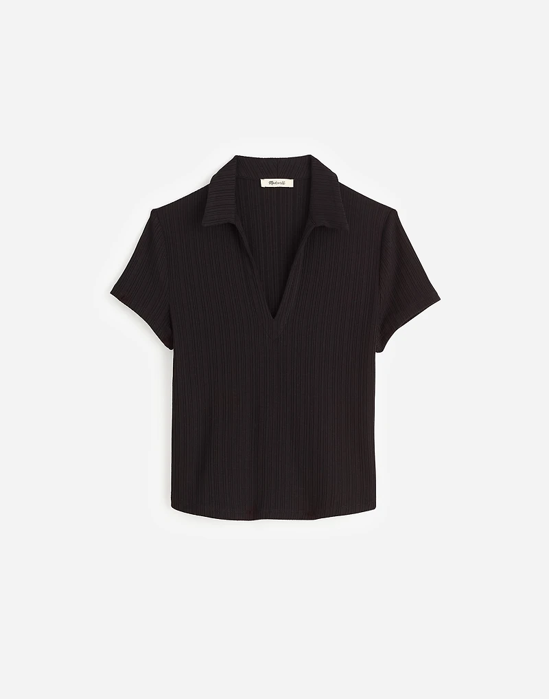 Ribbed V-Neck Polo Tee | Madewell