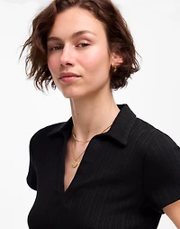 Ribbed V-Neck Polo Tee | Madewell