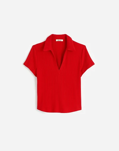 Ribbed V-Neck Polo Tee | Madewell