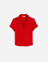 Ribbed V-Neck Polo Tee | Madewell