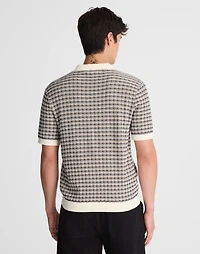 Plaid Johnny-Collar Sweater Polo | Madewell