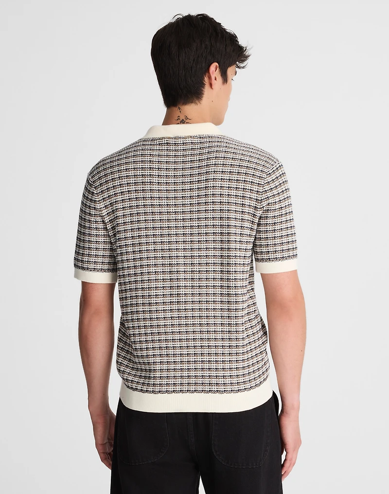 Plaid Johnny-Collar Sweater Polo | Madewell