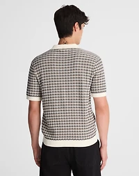 Plaid Johnny-Collar Sweater Polo | Madewell