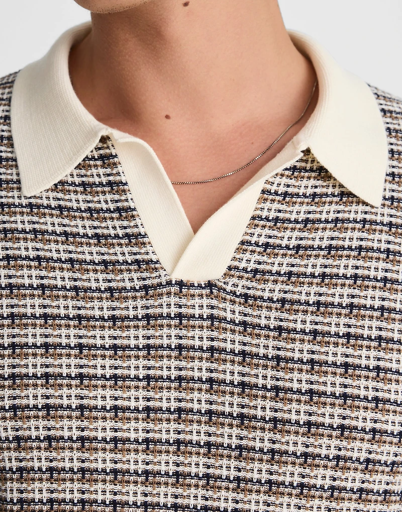 Plaid Johnny-Collar Sweater Polo | Madewell