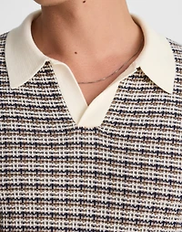Plaid Johnny-Collar Sweater Polo | Madewell