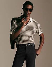 Plaid Johnny-Collar Sweater Polo | Madewell