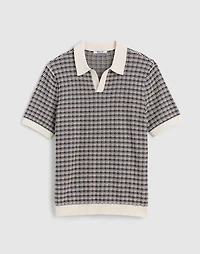 Plaid Johnny-Collar Sweater Polo | Madewell