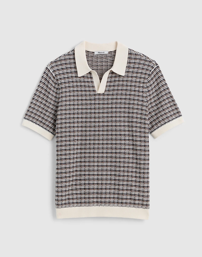 Plaid Johnny-Collar Sweater Polo | Madewell