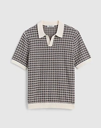 Plaid Johnny-Collar Sweater Polo | Madewell