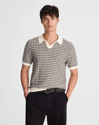 Plaid Johnny-Collar Sweater Polo | Madewell