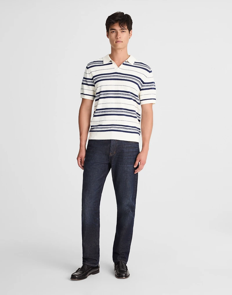 Striped Johnny-Collar Sweater Polo | Madewell