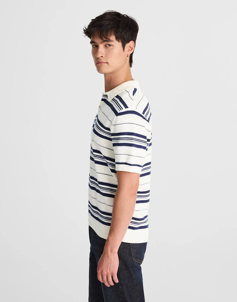 Striped Johnny-Collar Sweater Polo | Madewell