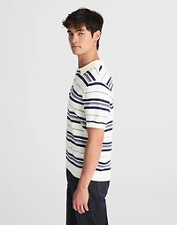 Striped Johnny-Collar Sweater Polo | Madewell