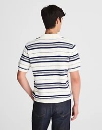 Striped Johnny-Collar Sweater Polo | Madewell