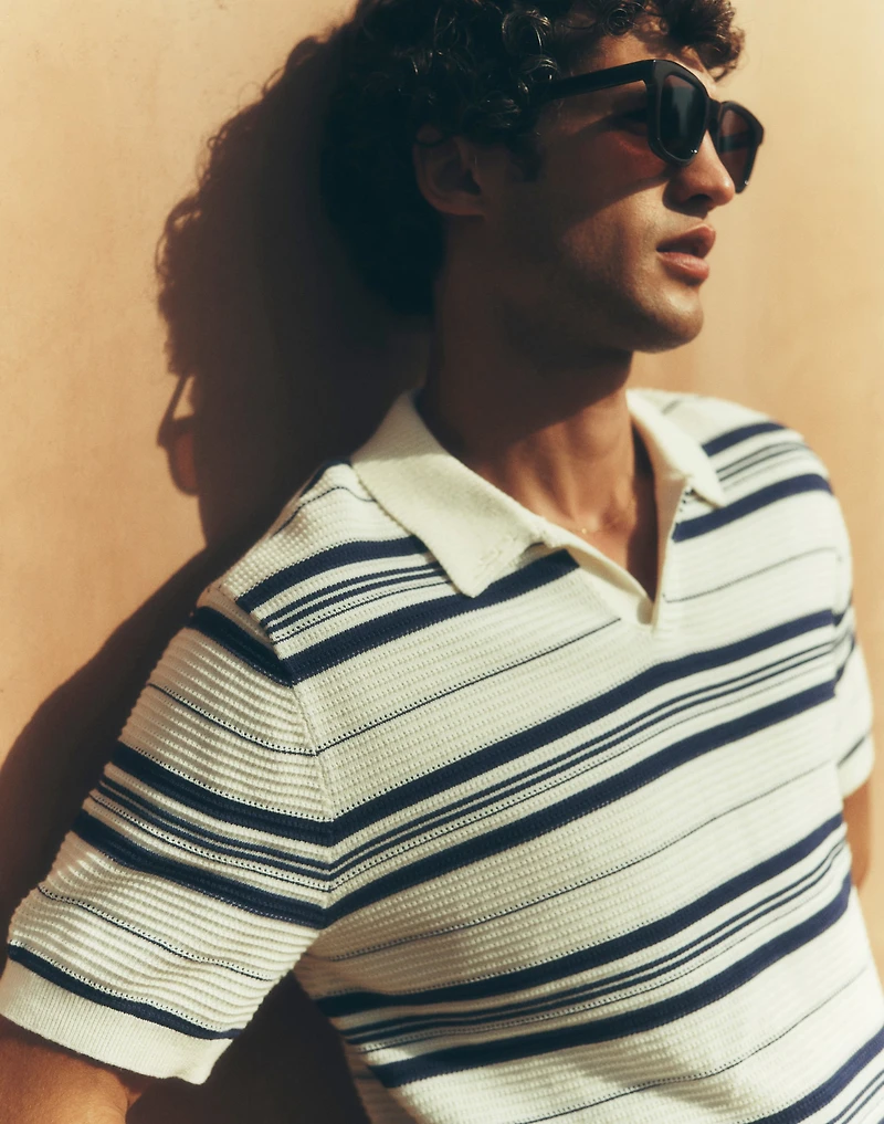 Striped Johnny-Collar Sweater Polo | Madewell