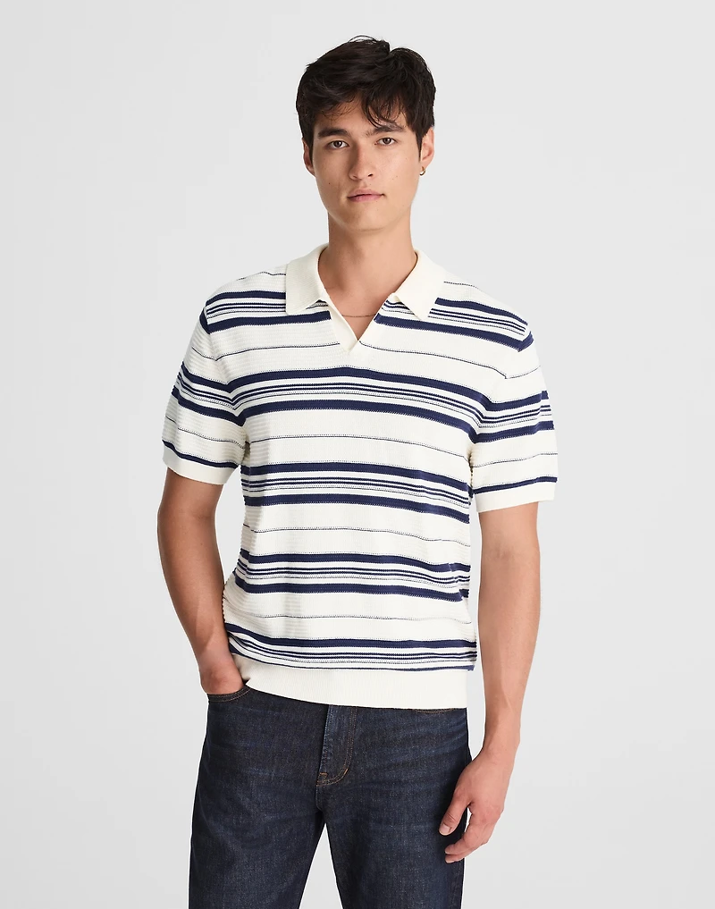 Striped Johnny-Collar Sweater Polo | Madewell
