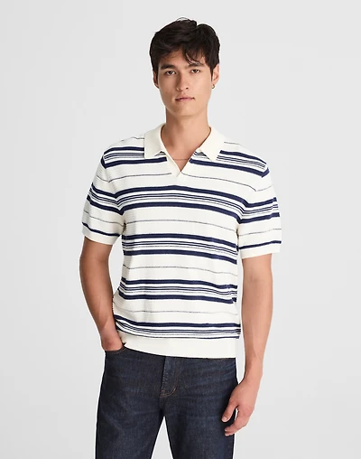 Striped Johnny-Collar Sweater Polo | Madewell