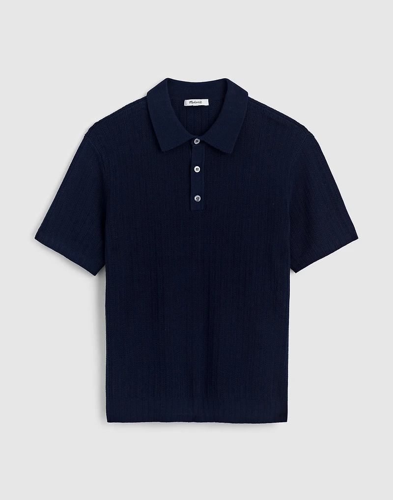 Tuck-Stitch Three-Button Sweater Polo | Madewell