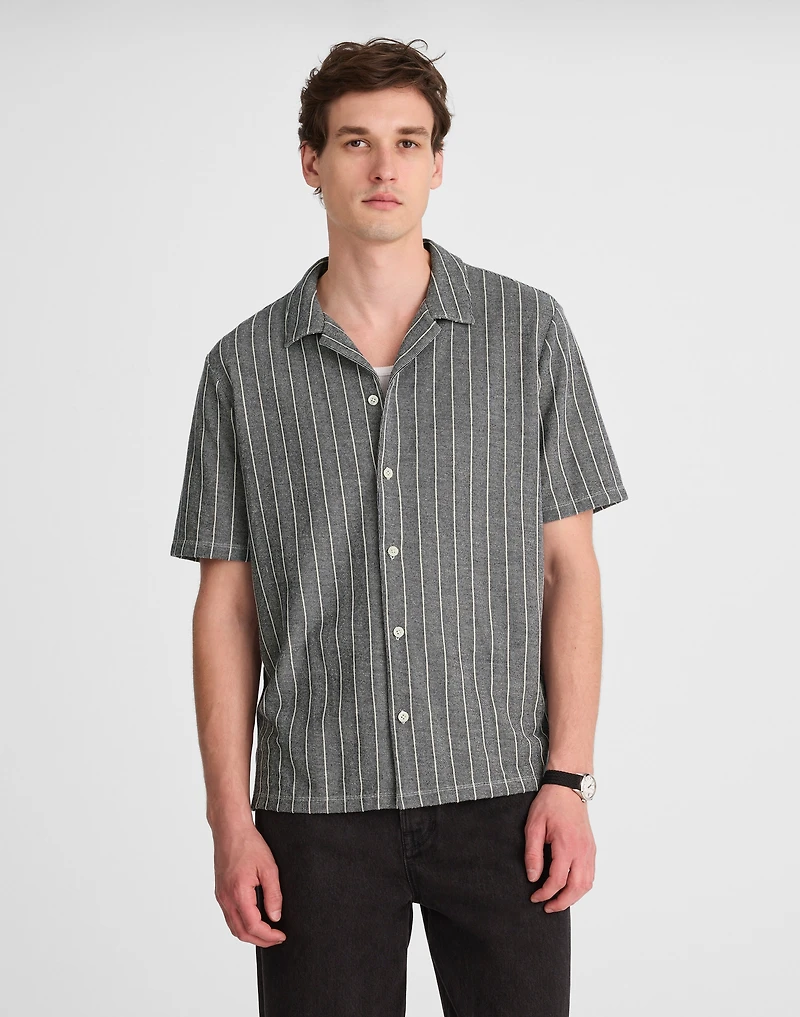 Textured Stripe Camp-Collar Shirt | Madewell