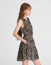 Gathered Button-Front Mini Dress Floral | Madewell