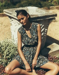 Gathered Button-Front Mini Dress Floral | Madewell