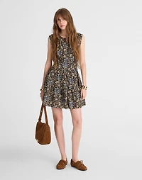 Gathered Button-Front Mini Dress Floral | Madewell