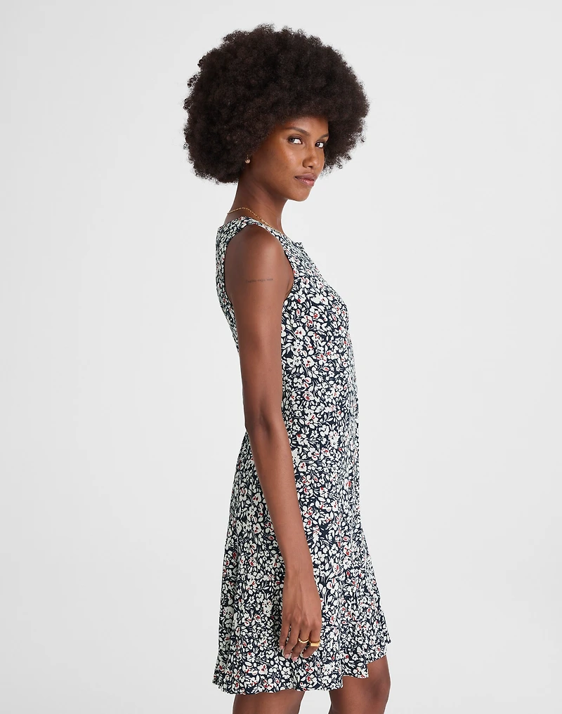 Button-Front Boatneck Mini Dress Floral | Madewell