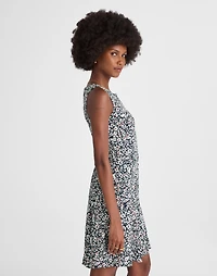 Button-Front Boatneck Mini Dress Floral | Madewell