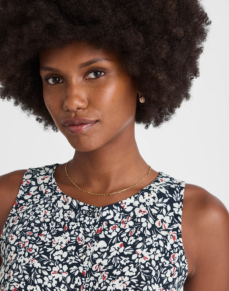 Button-Front Boatneck Mini Dress Floral | Madewell