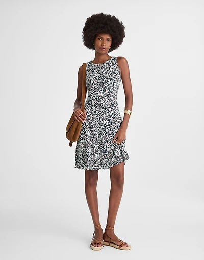Button-Front Boatneck Mini Dress Floral | Madewell