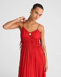 Gathered V-Neck Midi Dress | Madewell