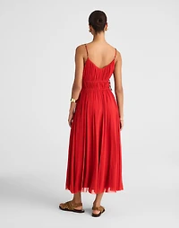 Gathered V-Neck Midi Dress | Madewell
