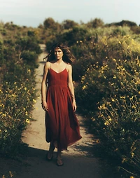 Gathered V-Neck Midi Dress | Madewell