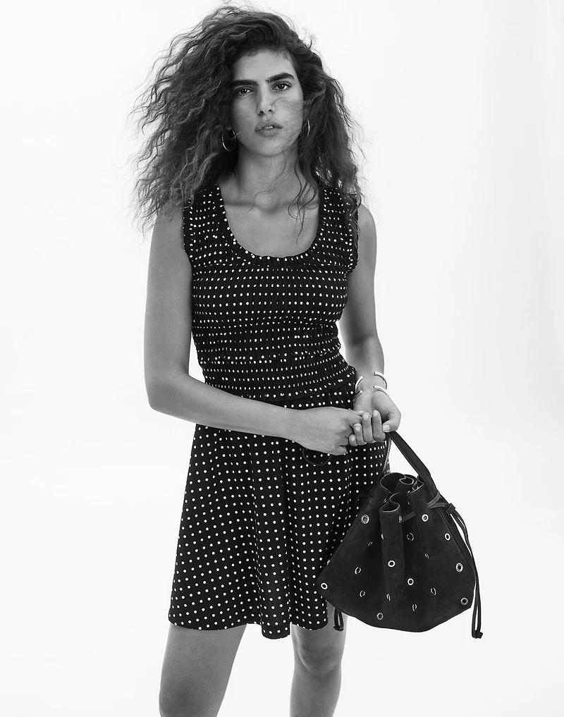 Ruffled Scoopneck Mini Dress Dot | Madewell