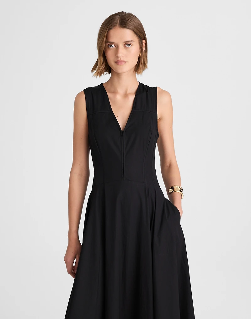 Poplin V-Neck Circle Midi Dress | Madewell