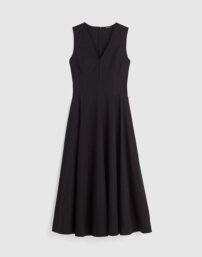 Poplin V-Neck Circle Midi Dress | Madewell