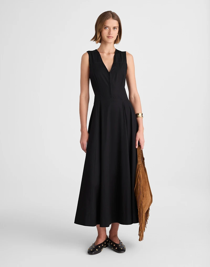 Poplin V-Neck Circle Midi Dress | Madewell