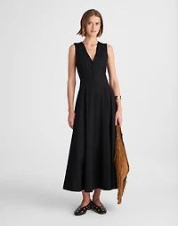 Poplin V-Neck Circle Midi Dress | Madewell