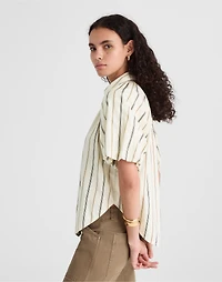 Shirred Bubble-Sleeve Button-Up Shirt Poplin | Madewell